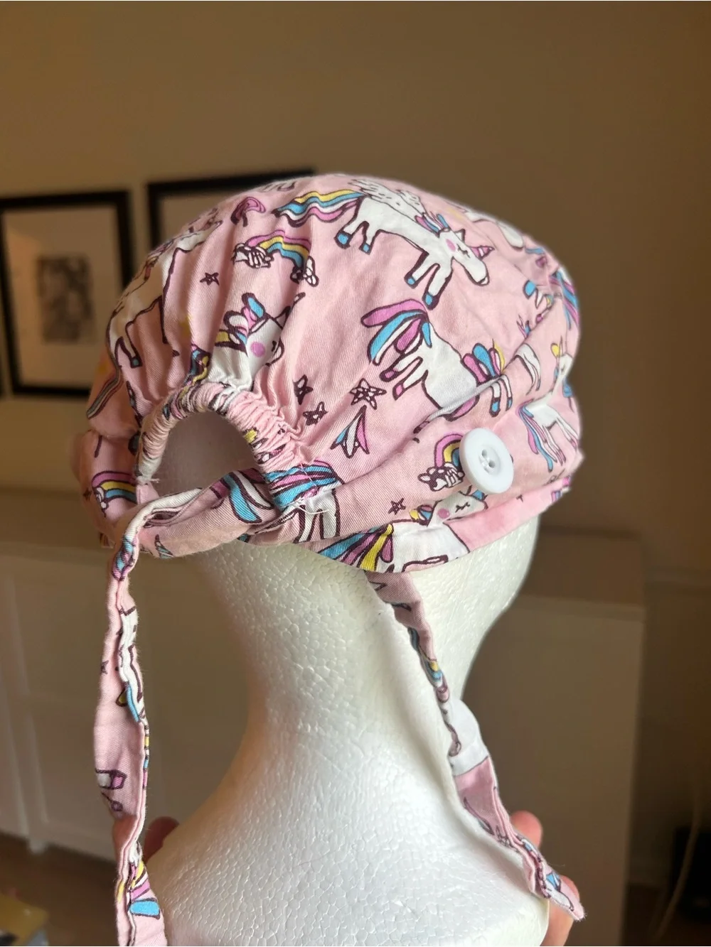 Pink Unicorn Surgical/Medical Cap with Button